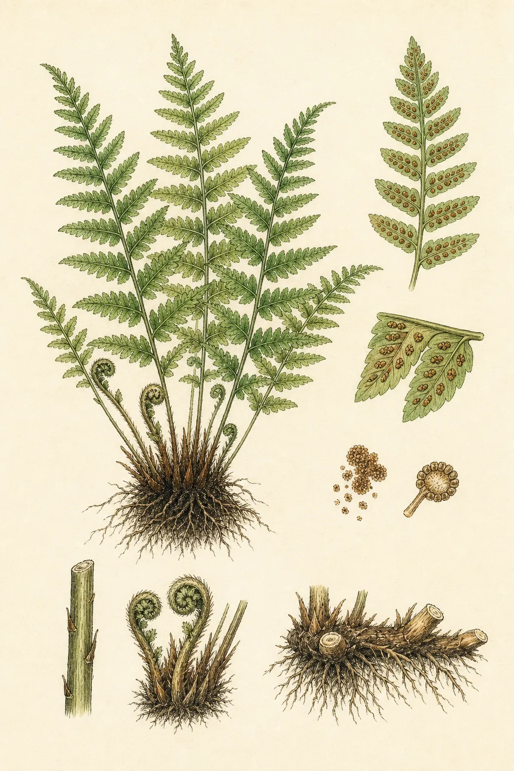 Botanical identification plate of Christmas Fern, Polystichum acrostichoides