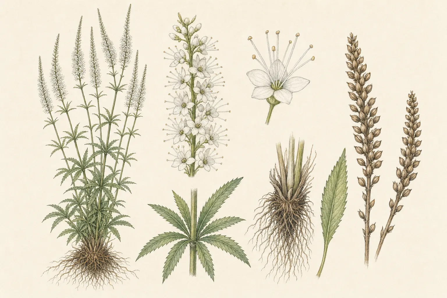 Botanical identification plate of Culver’s Root, Veronicastrum virginicum