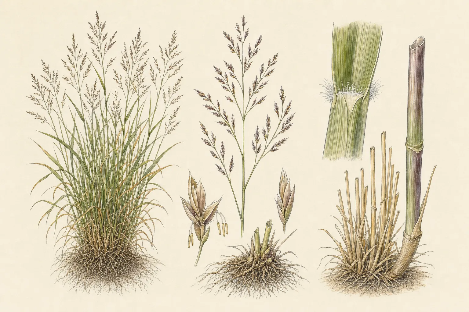 Botanical identification plate of Switchgrass, Panicum virgatum