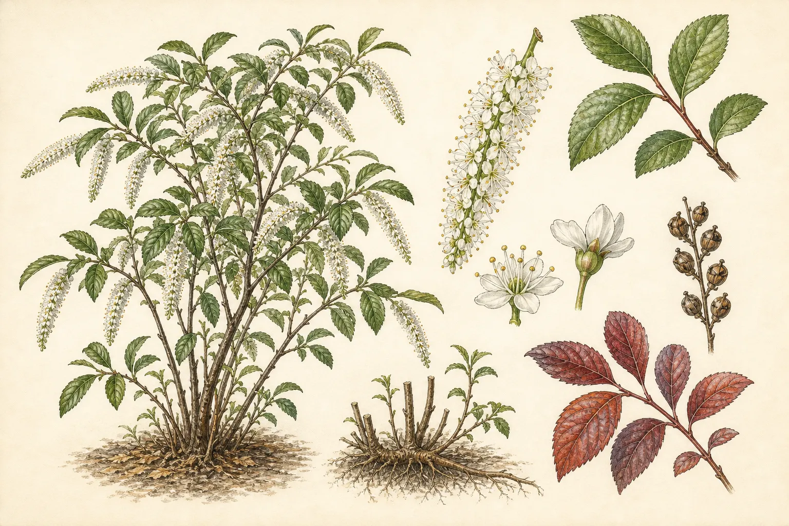 Botanical identification plate of Virginia Sweetspire, Itea virginica